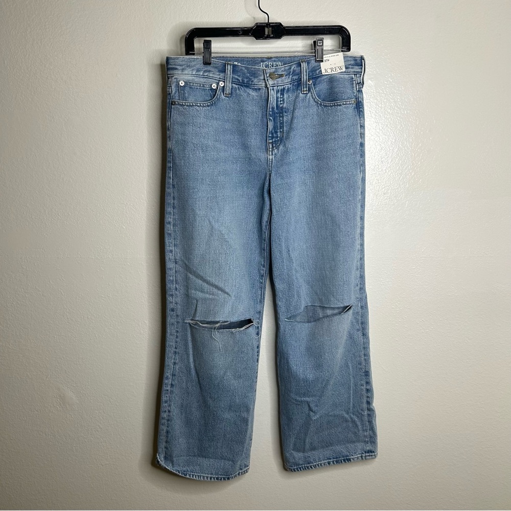 NWT J. Crew 100% Cotton 1984 Lower Rise Distressed Wide Leg Jean Size 27